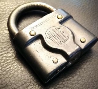 Odd Vintage Yale & Towne Padlock Brass Steel Old Antique Lock No Key Made In Usa