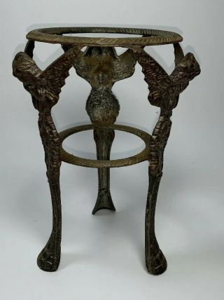 Sb - Vintage Small 9” High Round Cast Iron Plant Stand