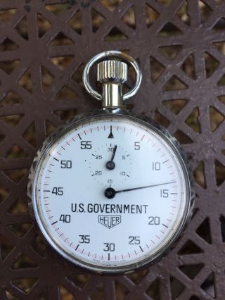 Vintage Heuer Us Government 1/5th Swiss Made Stopwatch