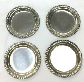 Vintage 4 Set Sterling Silver Wallace Butter Pat Plates Coasters Dishes