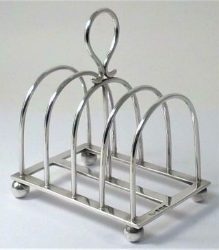 Antique Hallmarked Sterling Silver Toast Rack (4 Division) – 1911 (87g)