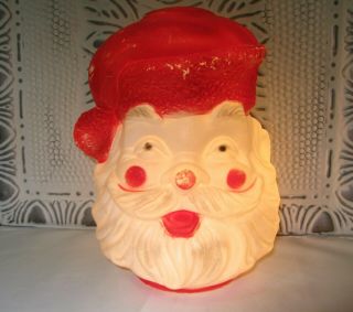 Blow Mold Vtg Santa Claus Face Head Xmas,  Electric
