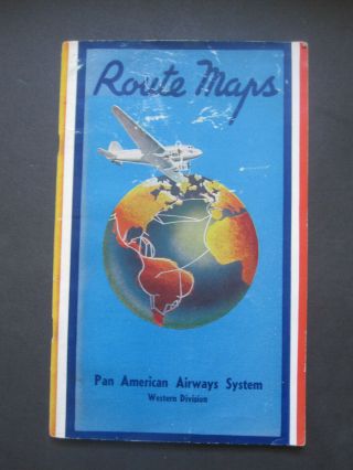Vtg 1941 Wwii Pan American Airways System Clipper Route Maps Western Division