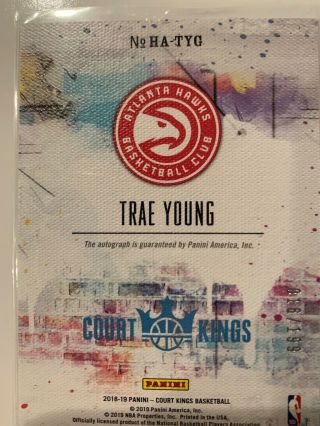 2018 - 19 NBA Court Kings Heir Apparent Rookie On Card Auto Trae Young /199 Hawks 2