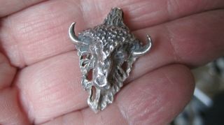Vintage Sterling Silver Bison/buffalo Head Pendant Charm