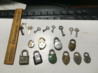 10 Vintage Small Locks & Keys Jewelry Box Lock Suitcase Diary Lark