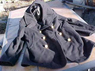 Vintage Usn Officers Pea - Coat Size 44r
