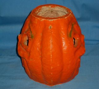 Large 2 Sided Vintage Halloween Paper Mache Pumpkin Rare Jack O Lantern 3