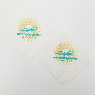 Frontier Airlines 2 Cocktail Napkins " A Better Way To Fly " Airplane Ephemera