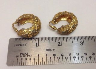 VINTAGE SIGNED KENNETH JAY LANE GOLD TONE CLIP ON EARRINGS NUGGET DESIGN 3