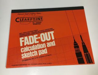Vintage Clearprint Fade Out Calculation And Sketch Pad No1000hp 8.  5 X 11 45 Page