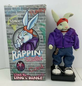 Rappin Rabbit Vintage Singing Dancing Animated Rapper Bunny Box Easter