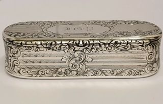 Victorian Antique Solid Silver Snuff Box Nathaniel Mills 1847