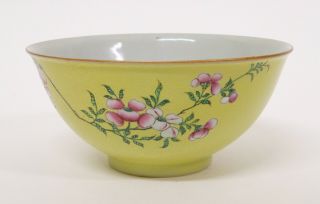 Antique Chinese Yellow Porcelain Sgraffito “chia Ch’ing” Bowl C1800