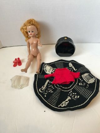 Vintage Vogue Jill Doll Blonde In Record Outfit Hat Case