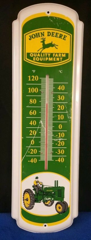 Vintage Taylor John Deere Metal Wall Thermometer 27 " X8 "