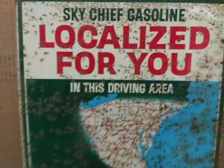 1950s Vintage Texaco Sky Chief Gasoline Sign Oil Farm Old Station Pump Us Map