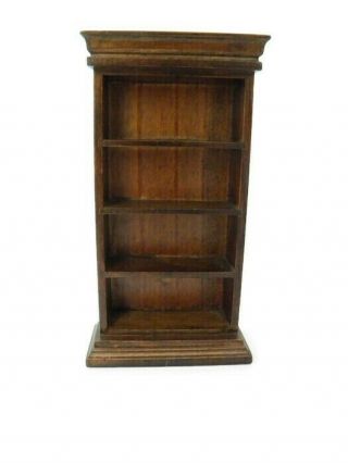 Vintage Miniature Dollhouse Living Room Furniture Solid Wood Bookcase From 1970s