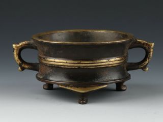 Chinese Antique Bronze Gilt Incense Burner