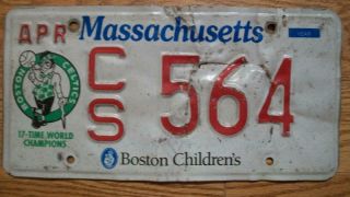 Single Massachusetts License Plate - Cs564 - Boston Celtics