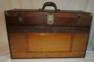 Antique H.  Gerstner & Sons 11 Drawer Oak Wood Machinist Tool Box Chest 2