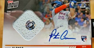 PETE ALONSO 2019 TOPPS NOW BASE RELIC AUTO CARD 422A METS SP 46/99 ENCASED ROY? 3