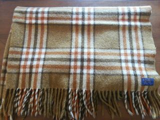 Vintage Pendleton Brown Plaid Wool Blanket 60x44 Vgc