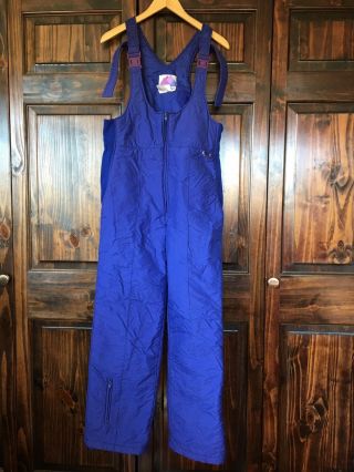 Vtg 80s 90s Grand Targhee Purple Ski Bib Snow Suit Pants Size Large Women’s