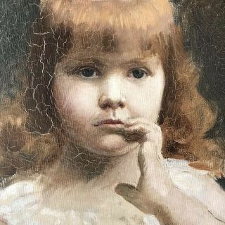 Antique 19th Century 1899 Oil Painting Portrait Young Girl Child Signed Dated