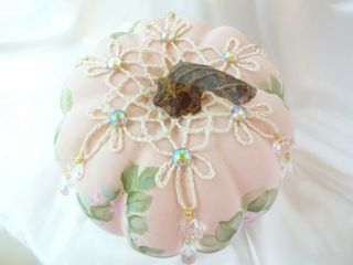 byDAS PRISM PUMPKIN w PINK ROSES hp hand painted chic shabby vintage cottage art 3
