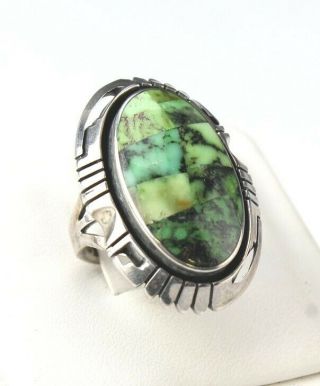 Vintage Signed Nelson Sterling Silver Native American Indian Turquoise Ring Sms