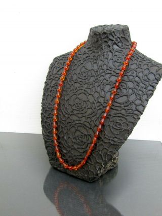 Vintage Amber Beaded Necklace With 14k Gold Clasp 24 "