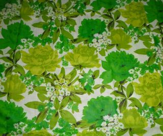 Pr Nos Vtg Mid Century Mod Curtain Panels Groovy Green Flower Power 24x84 " 2