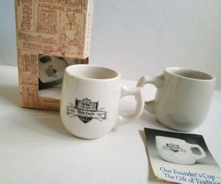 White Castle Founders Cup Set 2 Coffee Mugs Vtg 1986 Holiday Gift Of Tradition