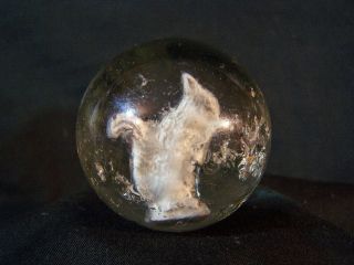 Antique Vintage German Sulfide Sulphide Glass Marble Large 2 " Squirrel