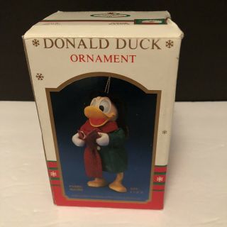 Vintage Disney Donald Duck Caroling 5.  5” Long Ornament Holiday Christmas Carol