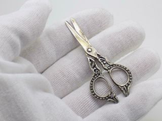 Vintage Solid Silver Italian Made Large Scissors Miniature Hallmarked Figurine 2