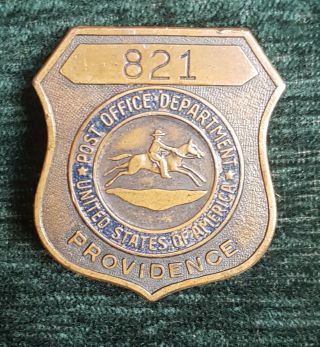 Title Vintage Brass Post Office Badge Providence 821