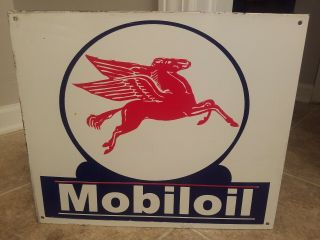Vintage Mobiloil Pegasus Flying Horse Porcelain Sign