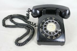 Vintage Black Rotary Phone Telephone Desktop 1965 Western Electric 500 Long Cord