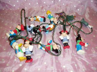 " Vtg,  Disney Mickey & Minnie Mouse Donald Duck Goofy Christmas Tree String Light