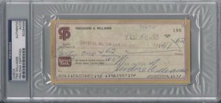 Ted Williams Psa/dna Certified Signed Personal Check Autograph Rare 83284994