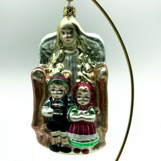 Vintage Christmas Tree Ornaments Little Boy & Girl Angel Blown Glass Germany