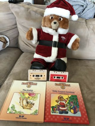 Vintage Teddy Ruxpin With Books,  Tapes,  And Clothes 1984 - 1985
