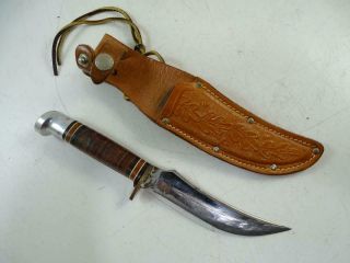 Vintage Fixed Blade Hunting Knife Ringed Handle Western Boulder Co 8.  25 " Long