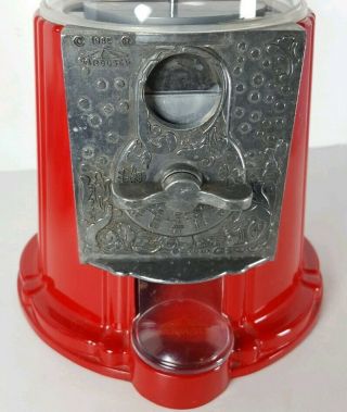 VINTAGE CAROUSEL ANTIQUED PETITE RED GUMBALL MACHINE BANK GREAT 2