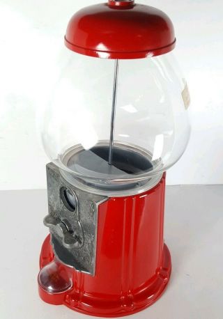 VINTAGE CAROUSEL ANTIQUED PETITE RED GUMBALL MACHINE BANK GREAT 3