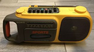 Vintage Sony Sports Cfm - 104 - Cassette Player / Am / Fm Radio Boombox - Yellow
