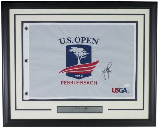 Justin Rose Signed Framed Us Open 2019 Pebble Beach Pga Golf Flag Jsa