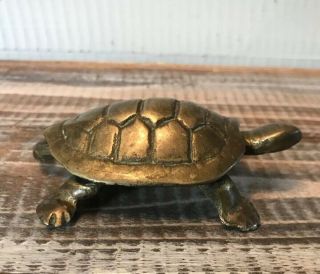 Vintage Solid Brass Turtle Tortoise Figurine Paperweight